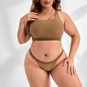 Zökkenőmentes kényelmesnők fehérneműkészlet panel melltartók szexi tanga fehérneműkészlet